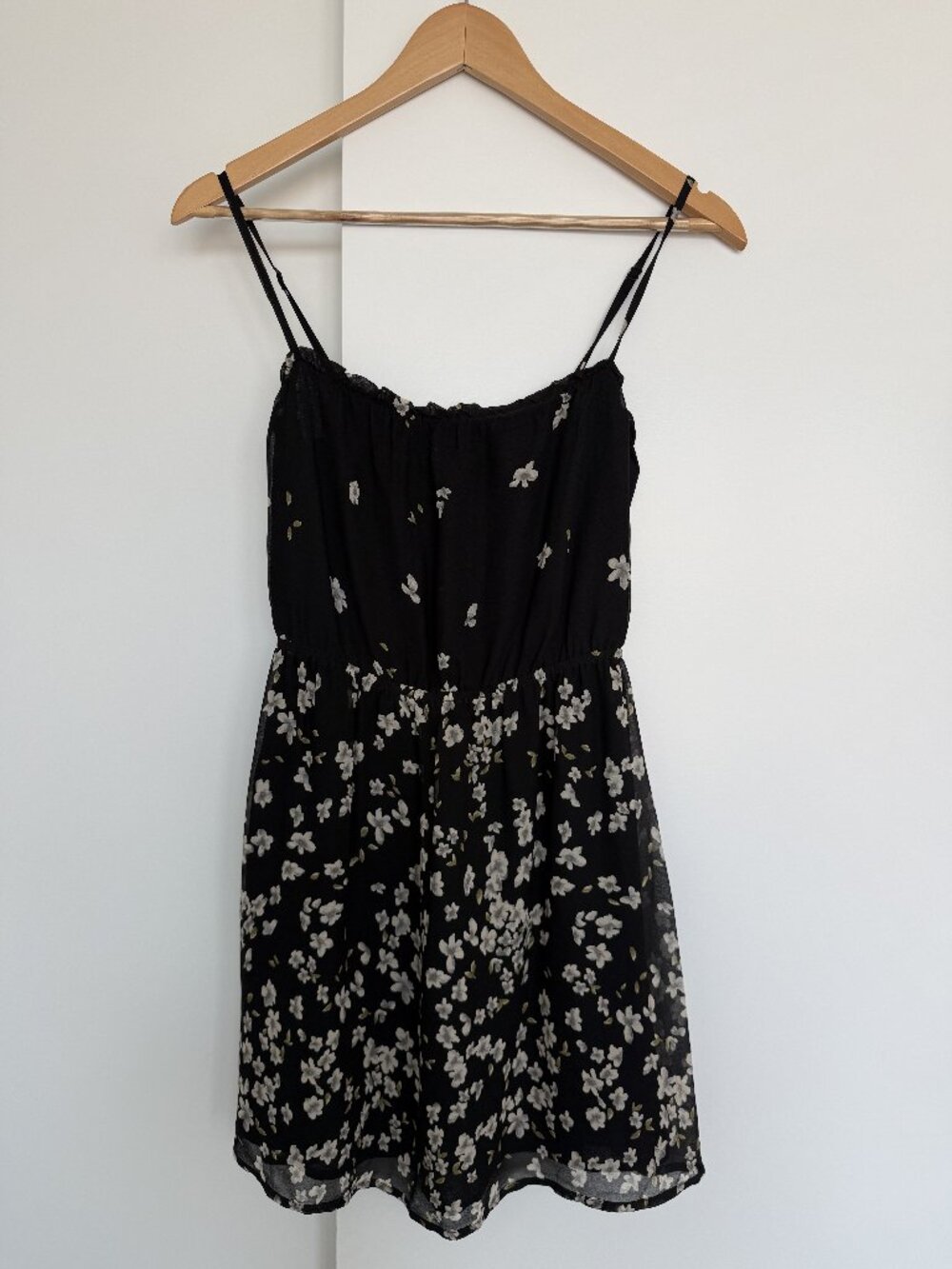 Reformation Mini Dress Floral Spaghetti Strap Black White Size XS